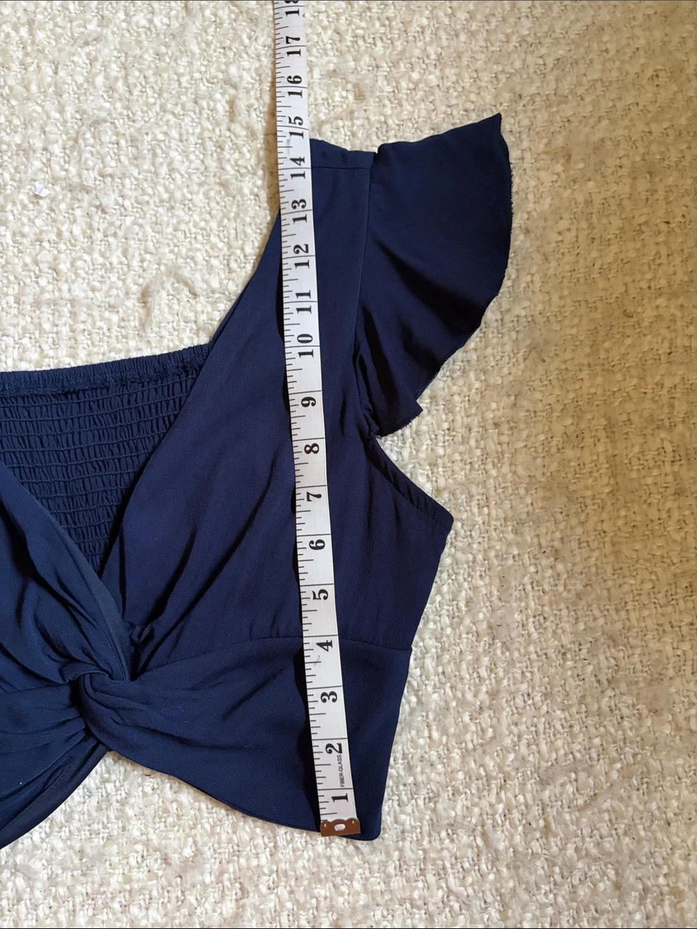 ☀️ SHEIN WOMENS SIZE SMALL NAVY BLUE KNOT FRONT CROP TOP